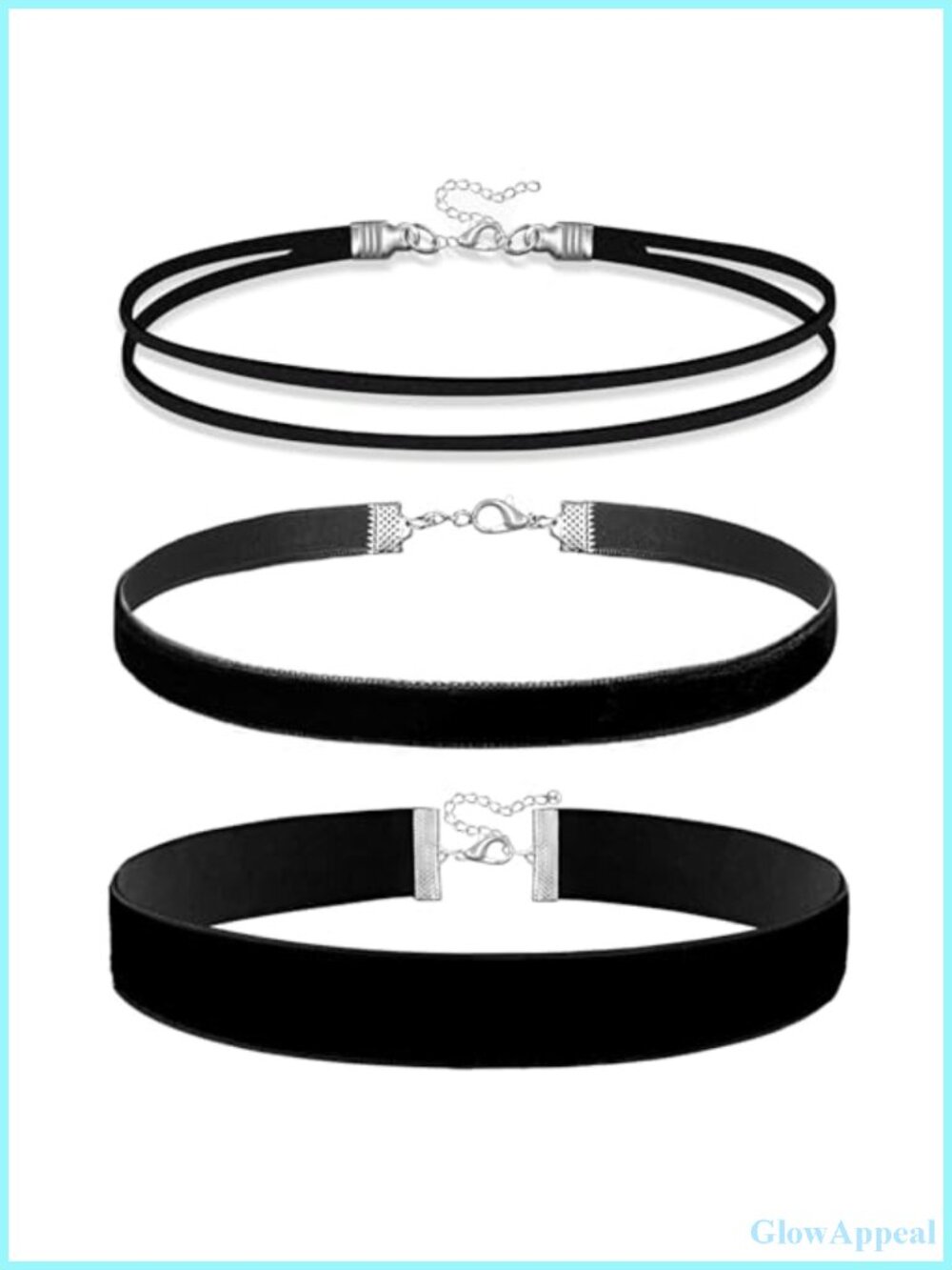 3pc Black Velvet Choker Necklace Set for Women Layered Gothic